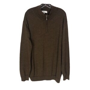 Turnbury Men's Extra Fine Merino Wool Quarter Zip Sweater Brown Size 3XT‎ Tall